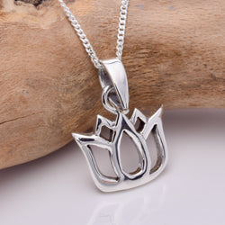 P754 - Silver Lotus flower pendant