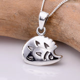 P761 - Cute silver hedgehog pendant