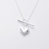 P818- 925 silver heart and T bar chain necklace