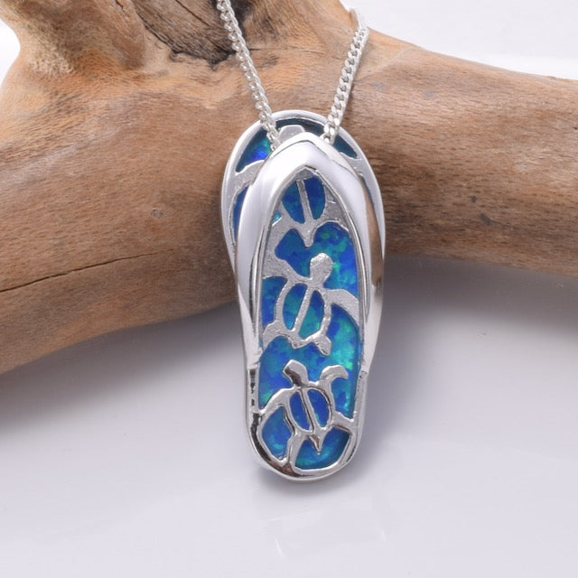 P840 - 925 silver lab opal flipflop pendant