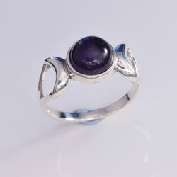 R149 - 925 Silver and amethyst Triple moon design ring
