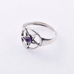 R115 - 925 Silver & Amethyst Pentagram Ring