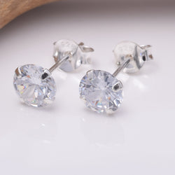 S030 6mm CZ 4 Claw Pressed Stud Earring