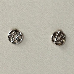 S042 - Pentagram Disc Stud Earrings