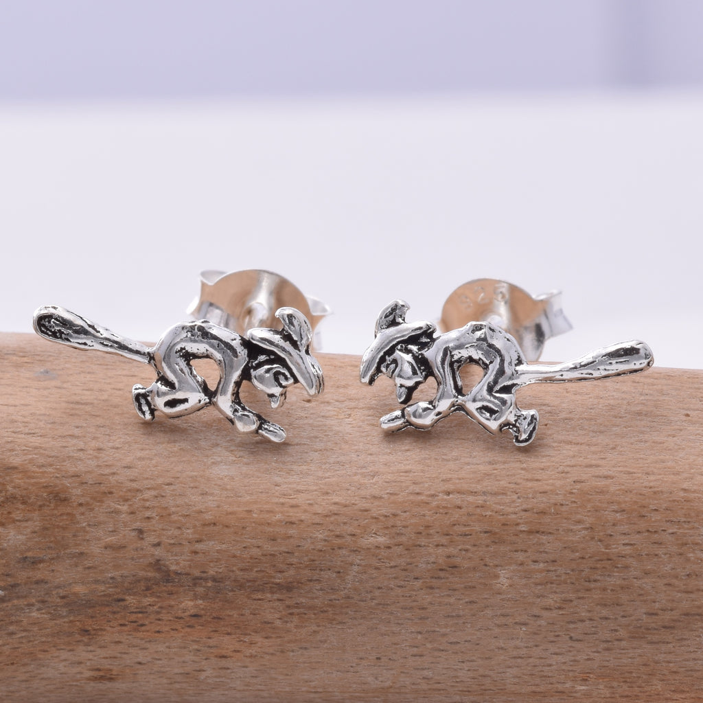 S157 - Flying witch stud earrings