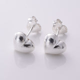 S160 Silver puffed heart stud earrings