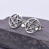 S219 - Pentagram 10mm Disc Stud Earrings