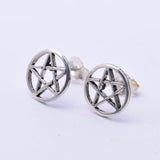 S219 - Pentagram 10mm Disc Stud Earrings