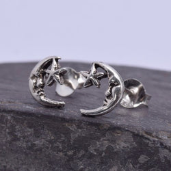 S220 - Moon and Star Stud Earrings