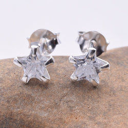 S237 Star CZ 6mm stud earring