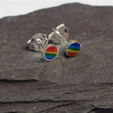 S302 Rainbow silver stud earrings