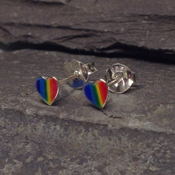 S328 - Rainbow Heart shape stud earrings