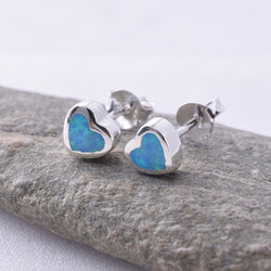 S412 - Heart "Fire Opal" stud earrings