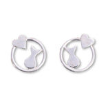 S538 - Cat & Heart silhouette stud earrings