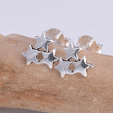 S548 - Silver triple star stud earrings