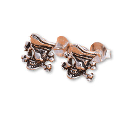 S550 - Pirate skull silver stud earrings