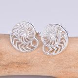 S554 - Silver Nautilus stud earrings