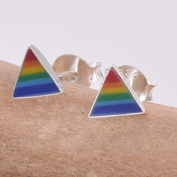 S609 - Triangle rainbow pattern stud earring