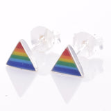 S609 - Triangle rainbow pattern stud earring