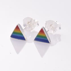 S609 - Triangle rainbow pattern stud earring