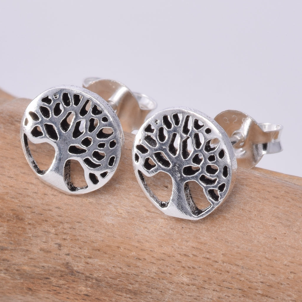 S625 - Small tree of life disc stud earrings