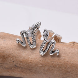 S645 - Silver snake stud earrings