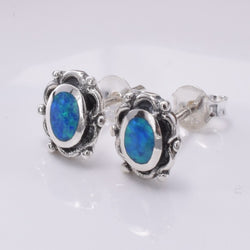 S693 - 925 Silver lab opal stud earrings