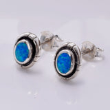 S695 - 925 Silver lab opal stud earrings