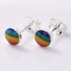 S697 - 925 silver rainbow 5mm stud earrings