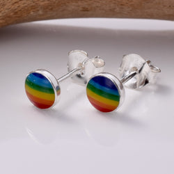 S697 - 925 silver rainbow 5mm stud earrings