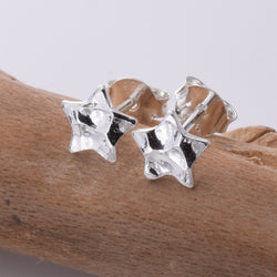 S738 - 925 Silver tiny hammered star stud earrings