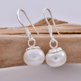 E598 - 8mm freshwater pearl drop earrings