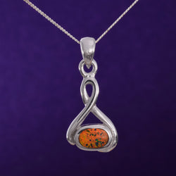 P610 - Sterling silver Celtic knot Fire opal inlay
