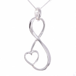 P693 - Large infinity loop with heart pendant