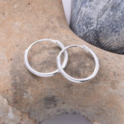 E078 1.2 x 12mm Silver Hoop Earring