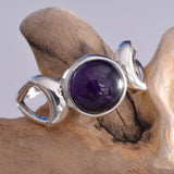 R149 - 925 Silver and amethyst Triple moon design ring